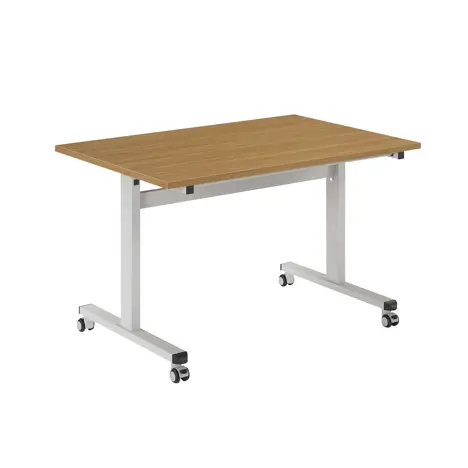 Pro Flip Rectangular Table - W1200 x D800 x H725mm - White Legs - Oak